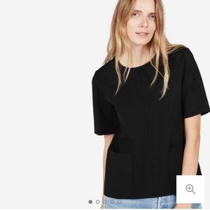 Everlane Ponte Black Short-Sleeve Top w Pockets